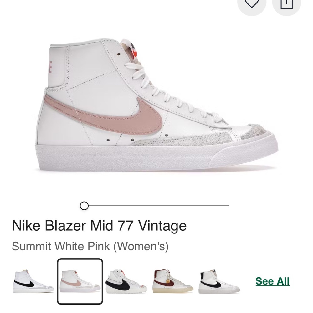 Nike Blazer Mid '77 Vintage Women's Sneakers - White with Pink Swoosh